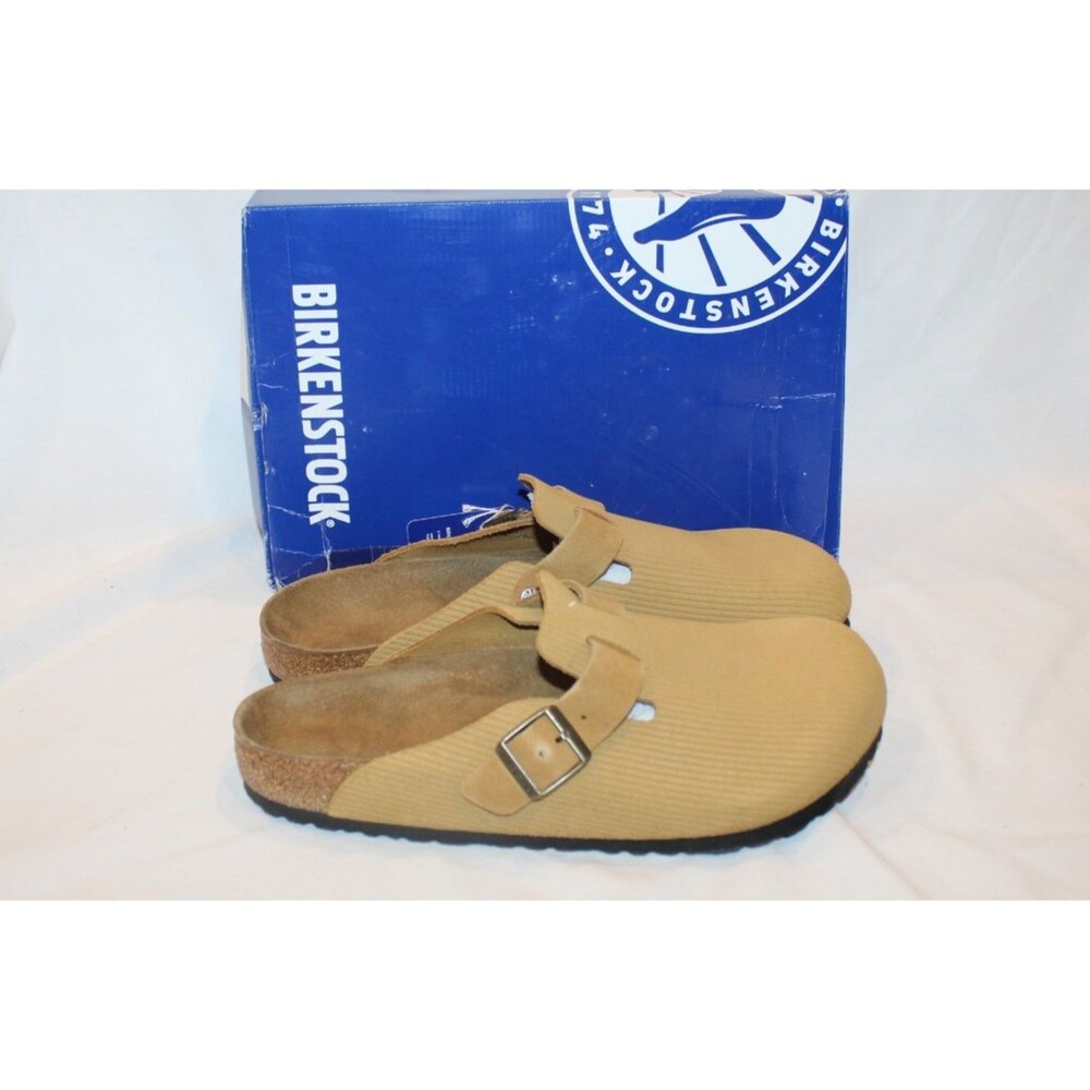 Birkenstock Men's Boston Suede Mule Clog Corduroy Sandals EU 44 REG NEW BROWN